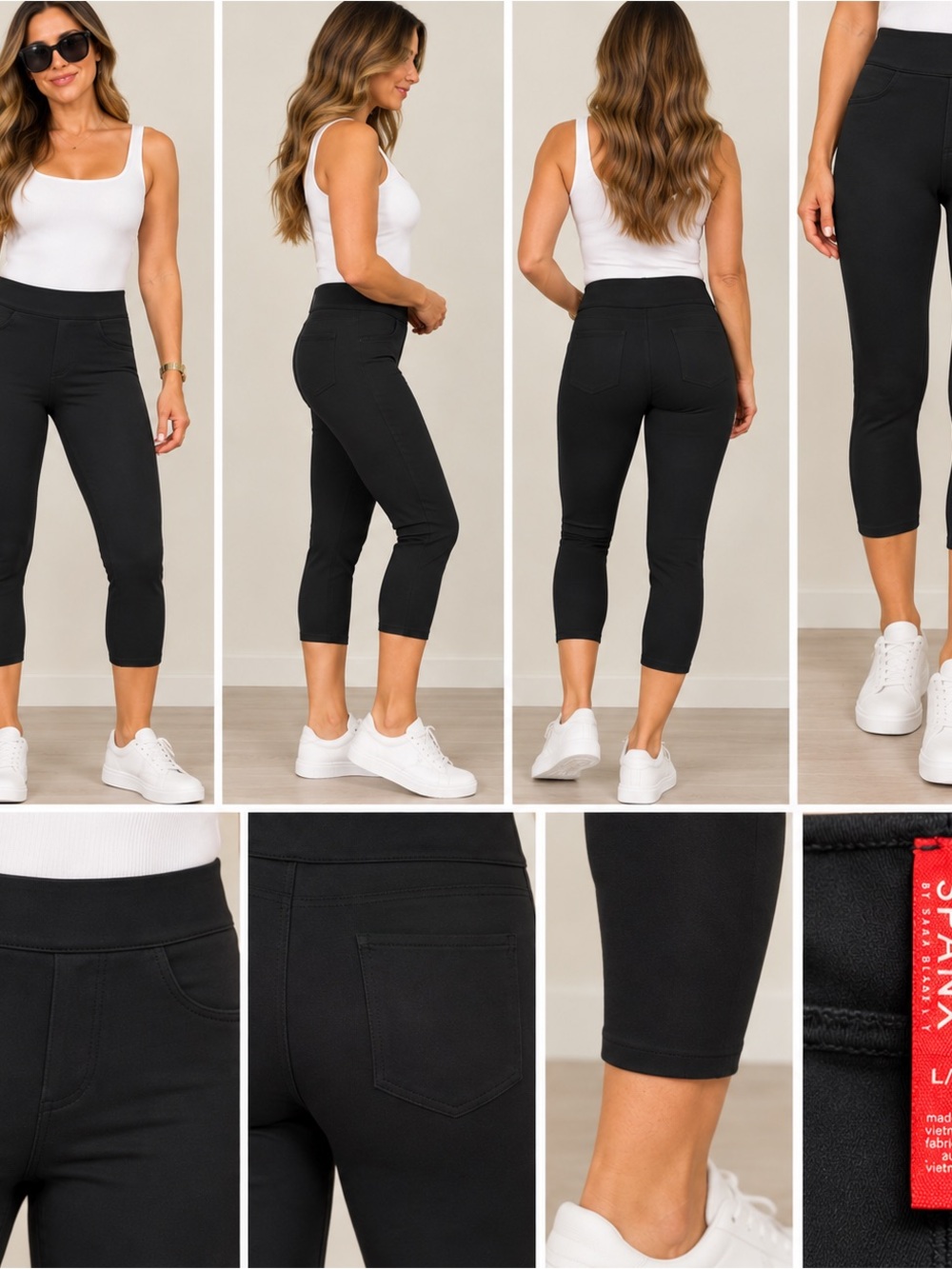 SPANX Black High-Rise Pull-On Capri Leggings
